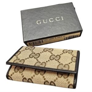 NIB Vintage Gucci Original GG Key Wallet In Beige